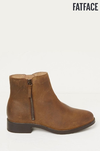 FatFace Dark Brown Aria Zip Detail Ankle Boots (D25376) | £79