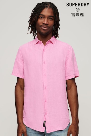 Superdry Pink Studios Casual Linen Short Sleeve Shirt (D25520) | £55