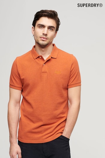 Superdry Orange Classic Pique fine-knit Polo Shirt (D25554) | £40