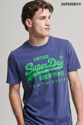 Superdry Blue Vintage Logo Neon T-Shirt (D25626) | £27