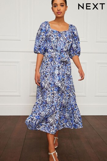 Blue Square Neck Midi Dress (D25762) | £60