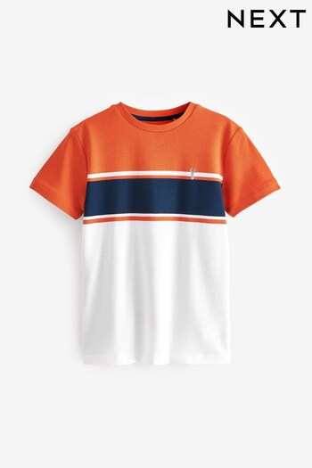 Orange/White Colourblock Short Sleeve T-Shirt (3-16yrs) (D25771) | £9 - £14