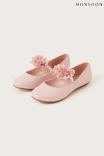 Monsoon Pink Shimmer Corsage Ballerina Flats (D25938) | £24 - £28
