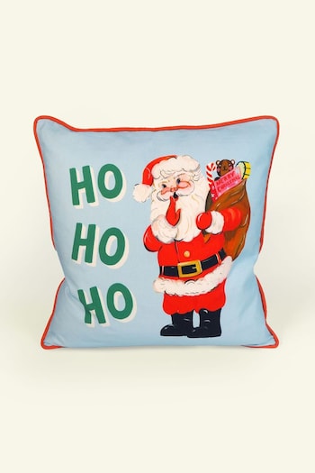 Eleanor Bowmer Blue Blue Santa Christmas Cushion (D25948) | £25