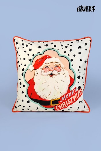 Eleanor Bowmer White Dalmatian Santa Christmas Cushion (D25951) | £25