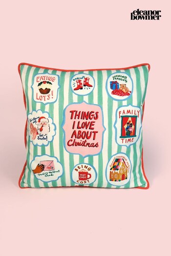 Eleanor Bowmer Green Things I Love About Christmas Cushion (D25952) | £25