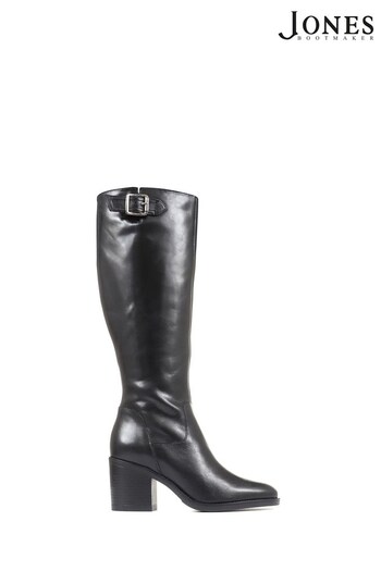 Jones Bootmaker Cesena Slim Leather Black Knee Boots chunky (D26044) | £199