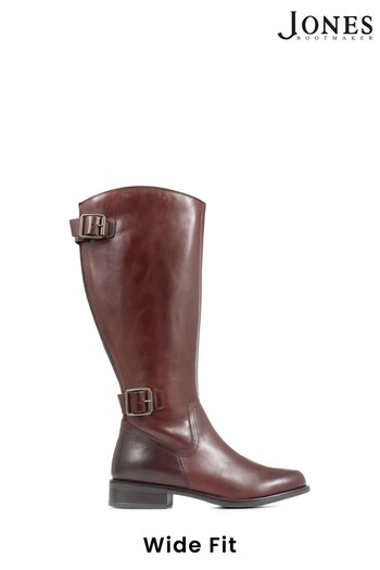 Jones Bootmaker Carrara Wide Calf Fit Brown Leather Boots chunky (D26052) | £180