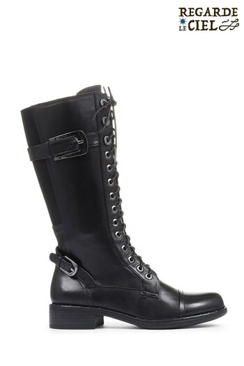 Regarde Le Ciel Lace-Up Leather Black Boots (D26060) | £130