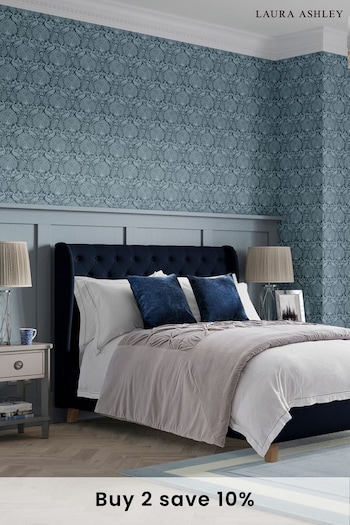 Laura Ashley Annaly Velvet Midnight Navy Chatsworth Upholstered Bed Bed (D26070) | £650 - £850