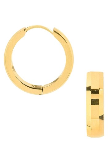 Orelia Luxe 18K Gold Bevelled Edge Mid Size Hoop Earrings (D26151) | £50