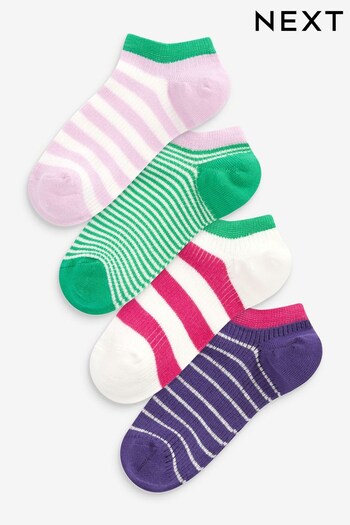 Purple/Green Ribbed Low Rise Trainer Socks 4 Pack (D26170) | £9