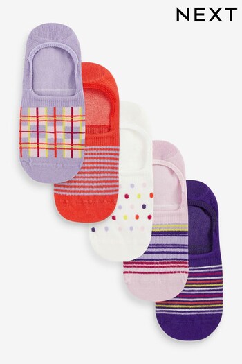 Red/Purple Low Cut Invisible Trainer Socks 5 Pack (D26174) | £10