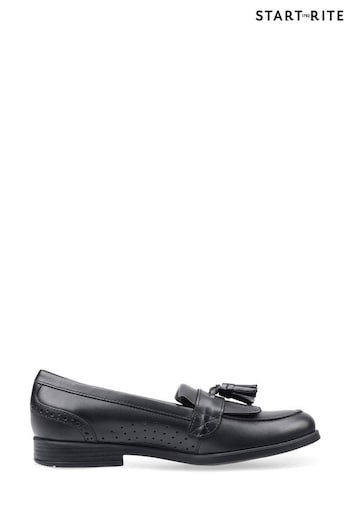 Start Rite Girls Sketch Slip On Black Leather School Hilfiger Shoes - F Fit (D26695) | £52
