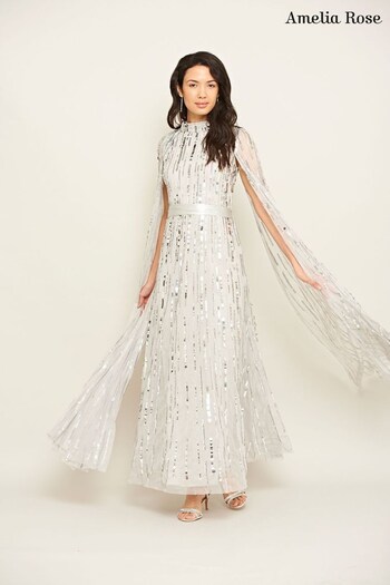 Amelia Rose White Embellished Maxi Dress (D27042) | £185