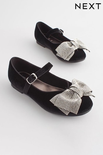 Black Sparkle Bow Occasion Mary Jane voladoras Shoes (D27342) | £25 - £32