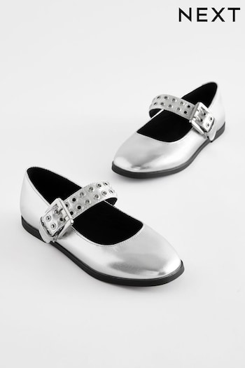 Silver Metallic Mary Jane Occasion Shoes One (D27343) | £23 - £30