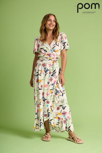 Pom Amsterdam White Garden Bloom Wrap Maxi Dress (D27620) | £170