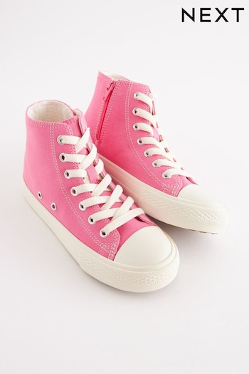 Pink Standard Fit (F) Lace-Up High Top Trainers (D27626) | £21 - £28