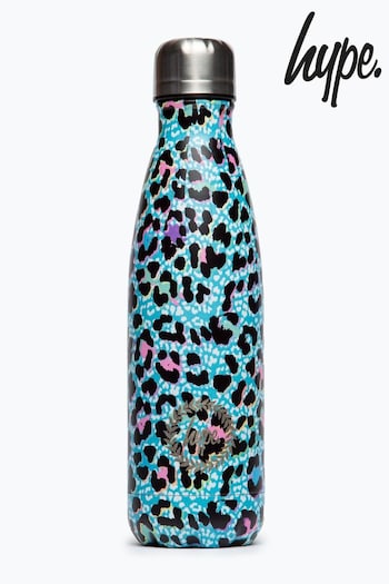 Hype. Unisex Ice Blue Leopard Crest Water Bottle (D27668) | £18
