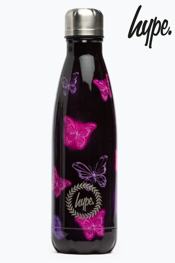 Hype. Pink Chrome Glow Butterfly Metal Water Bottle (D27724) | £18