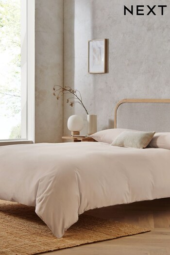 Natural 100% Cotton Plain Duvet Cover and Pillowcase Set (D27850) | £16 - £35
