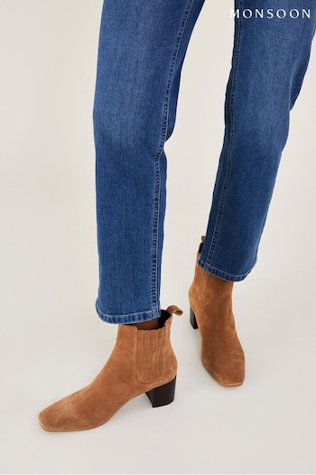 Monsoon Natural Square Toe Suede Chelsea Boots (D27895) | £80