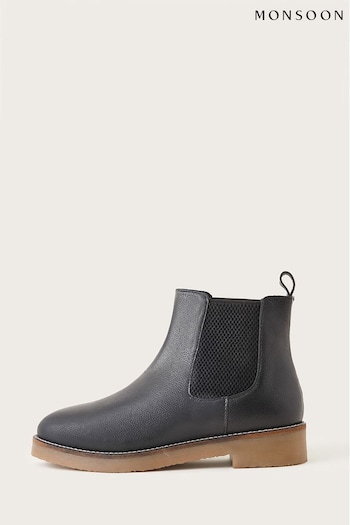 Monsoon Black Leather Chiswick Chelsea Boots (D27902) | £75