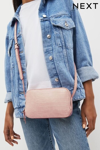 Light Pink Croc Effect Camera Bag (D27909) | £14