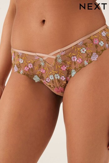 Ditsy Floral Extra High Leg Embroidered Knickers (D28092) | £15
