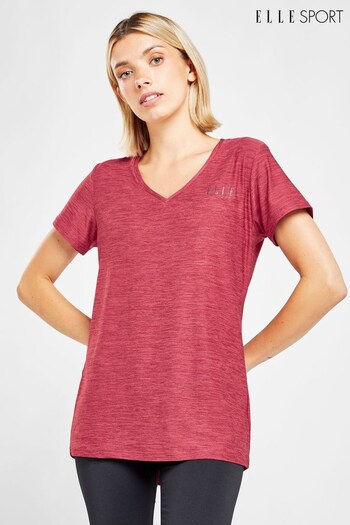 Elle Sport Red Poly V-Neck T-Shirt (D28107) | £30