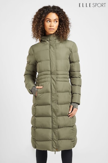 Elle Sport Green Cocoon Hood Quilted Jacket (D28116) | £85