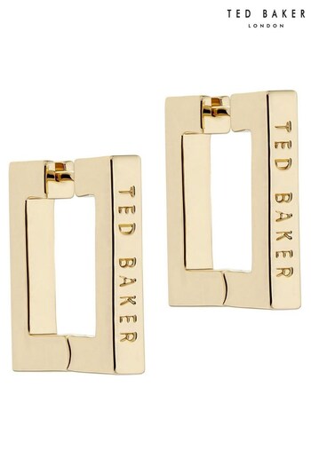 Ted Baker Gold Tone Saadiey Large Square Hinge Earrings (D28380) | £40