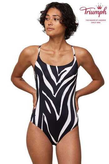 Triumph Black Zebra Print Padded Swimsuit (D28434) | £58