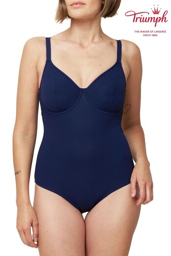 Triumph Blue Underwired Bust Minimiser Swimsuit (D28514) | £70