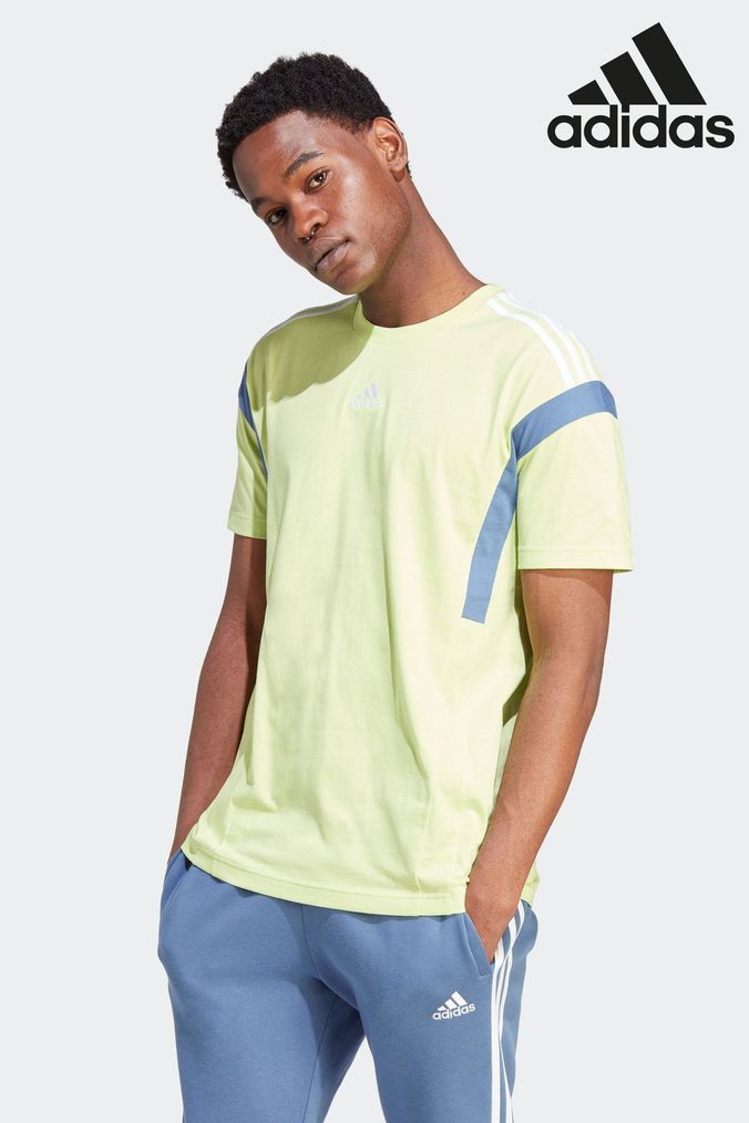 adidas Lime Green Sportswear Colourblock T-Shirt (D28647) | £23