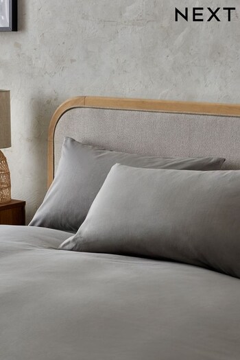 Set of 2 Grey 100% Cotton Pillowcases (D28749) | £6 - £8