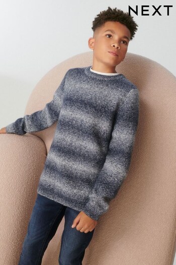 Blue Ombre Knitted Crew Jumper (3-16yrs) (D28816) | £16 - £22