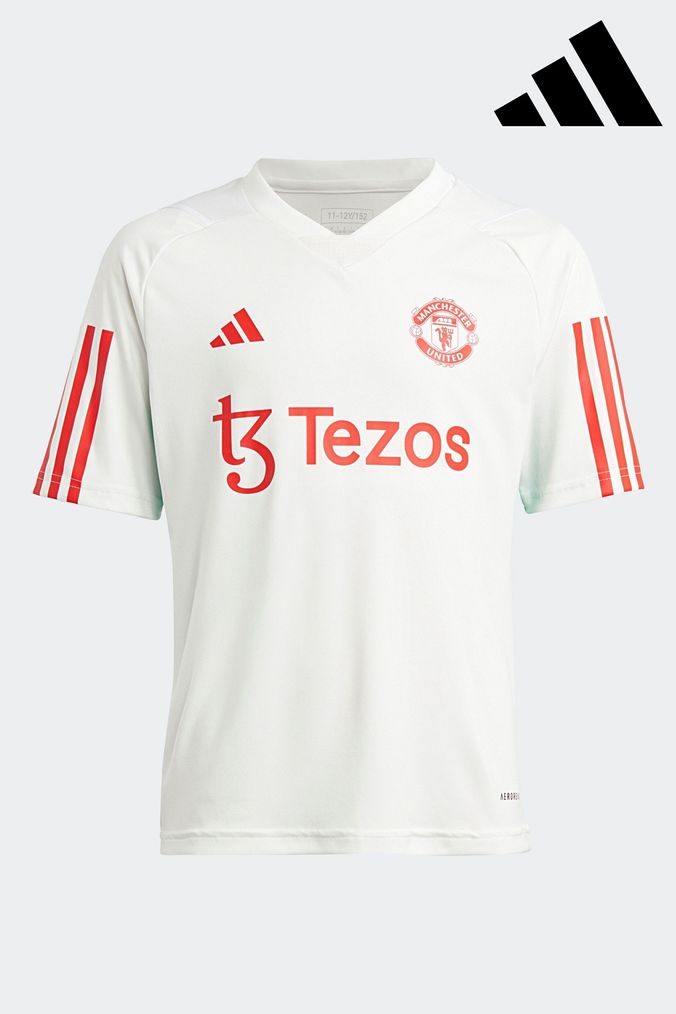 adidas White Manchester United Tiro 23 Training Kids Jersey (D28882) | £33