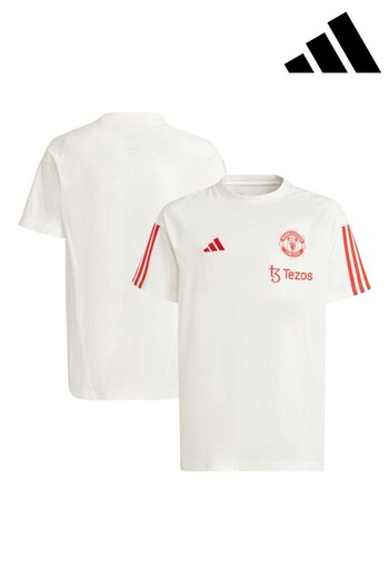 adidas White Manchester United Tiro 23 Training Kids T-Shirt (D28885) | £25