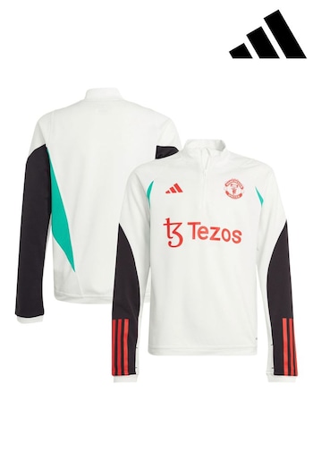 adidas White Manchester United Tiro 23 Training Kids Sweatshirt (D28886) | £45