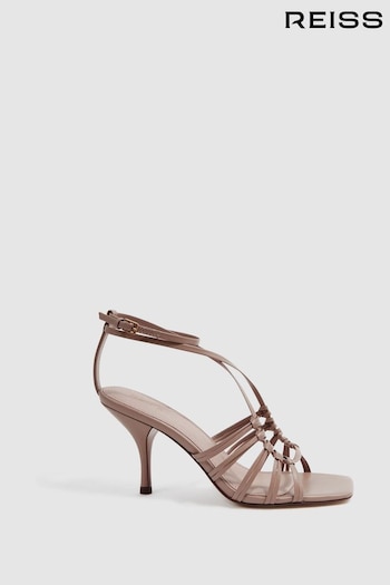 Reiss Taupe Eva Leather Strappy Heels (D28894) | £158