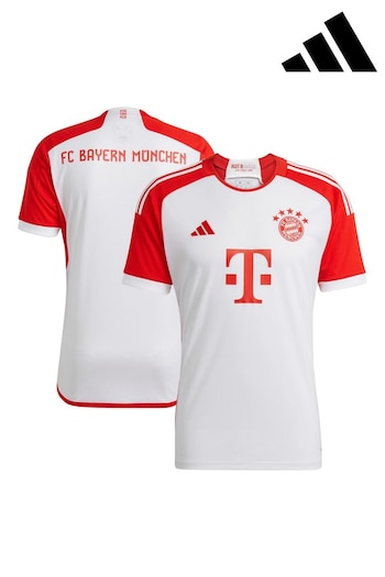 adidas White FC Bayern 23/24 Kids Home Jersey (D28906) | £55