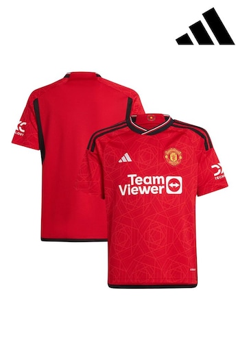 adidas Red Manchester United 23/24 Kids Home Football Shirt (D28925) | £55