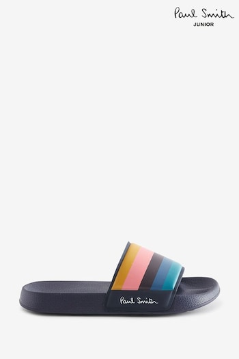Paul Smith Junior rainbow Navy Blue  'Artist Stripe' Sliders (D29130) | £35