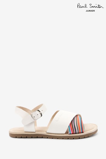Paul Smith Junior Girls White 'Artist Swirl' Fold Sandals (D29131) | £39