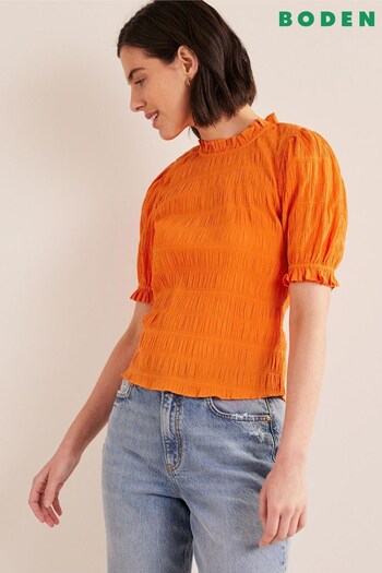 Boden Orange Fitted Textured Top (D29239) | £60