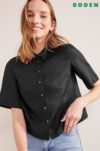 Boden Black Short Sleeve Linen Shirt (D29241) | £65