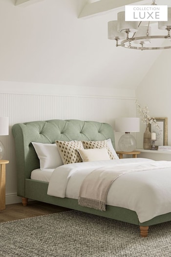 Soft Texture Sage Green Hartford Collection Luxe Upholstered Bed Frame (D29308) | £625 - £825