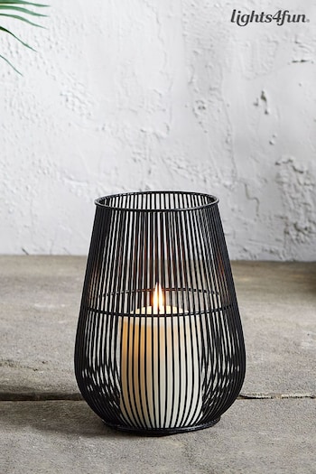 Lights4fun Black Metal Wire Garden Lantern with TruGlow Candle (D29586) | £25